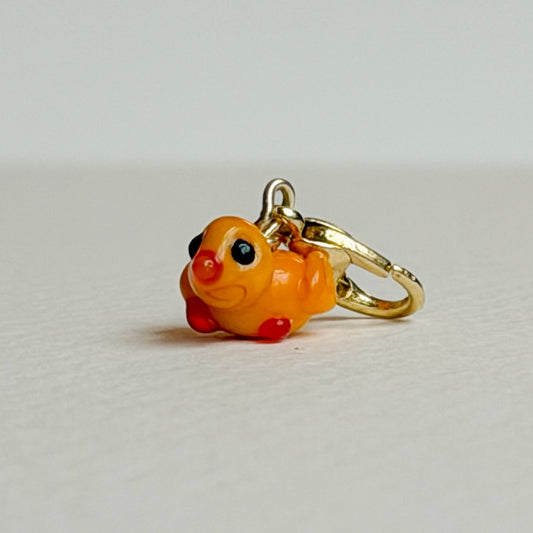 Small yellow duckling charm with gold hardware